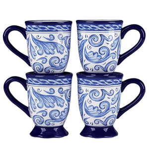 Mug Set Veranda 4 Piece 14 Ounce Blue/White