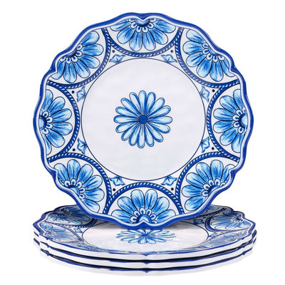 Product Image: Salad Plate Set Veranda 4 Piece Blue/White Melamine