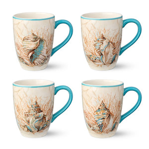 Mug Set Escape to the Sea 4 Piece 14 Ounce Multicolored