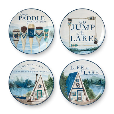 Product Image: Salad Plate Set Wake At The Lake 4 Piece Multicolored Ceramic