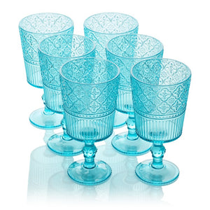 Glassware Set Victoria Goblet 14 Ounce Aqua Acrylic 6 Piece