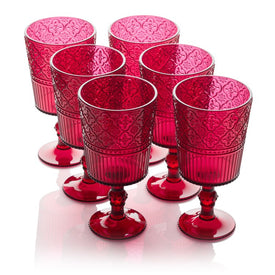 Glassware Set Victoria Goblet 14 Ounce Ruby Acrylic 6 Piece