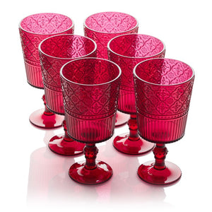 Glassware Set Victoria Goblet 14 Ounce Ruby Acrylic 6 Piece