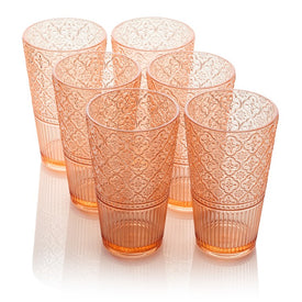 Glassware Set Victoria Ice Tea 22 Ounce Blush Acrylic 6 Piece