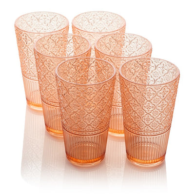Product Image: Glassware Set Victoria Ice Tea 22 Ounce Blush Acrylic 6 Piece