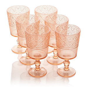 Glassware Set Victoria Goblet 14 Ounce Blush Acrylic 6 Piece