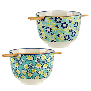 Soup Bowl Set Tapestry 26 Ounce Multicolored Porcelain