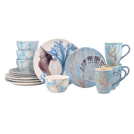 Dinnerware Set Beyond the Shore 16 Piece Multicolored Earthenware
