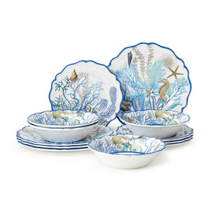 Dinnerware Set Lagoon 12 Piece Blue Melamine