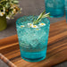 Glassware Set Victoria Double Old Fashion 16 Ounce Aqua Acrylic 6 Piece