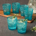 Glassware Set Victoria Double Old Fashion 16 Ounce Aqua Acrylic 6 Piece