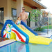98" Yellow and Blue Pool Side Slide With an Attached Sprayer