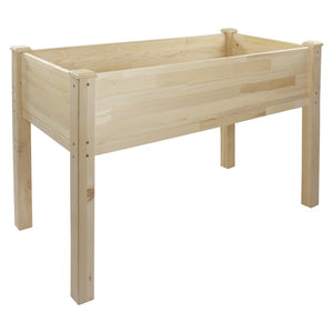 Outdoor Planter Raised Box with Liner 4 Feet Natural Wood