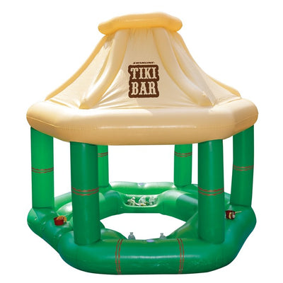 Product Image: 7.5' Cream and Green Tropical Inflatable Swimming Pool Floating Tiki Bar