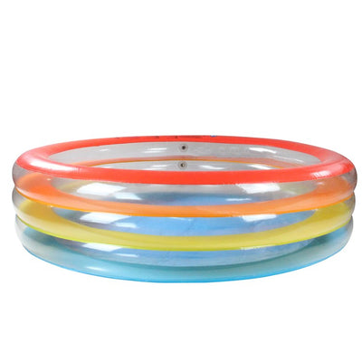 Product Image: 6.5' Inflatable Multi Color 3 Ring Transparent Swimming Pool