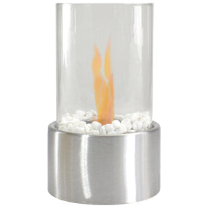 Bio Ethanol Round Portable Fireplace - Silver