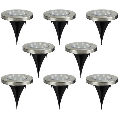 Product Image: 5" Stainless Steel Round Solar Powered LED Pathway Markers Set of 8