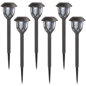 16.25" Black Lantern Style Solar Powered LED Pathway Markers Set of 6