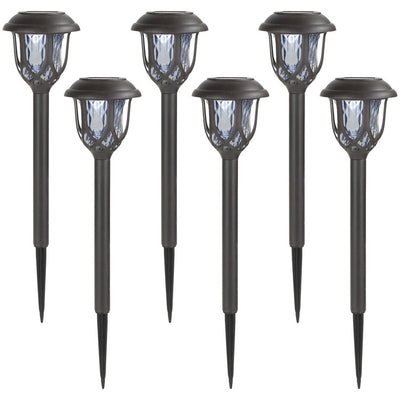 Product Image: 16.25" Black Lantern Style Solar Powered LED Pathway Markers Set of 6