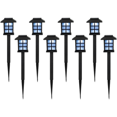Product Image: 14.25" Black Lantern Style Solar Powered LED Pathway Markers Set of 8