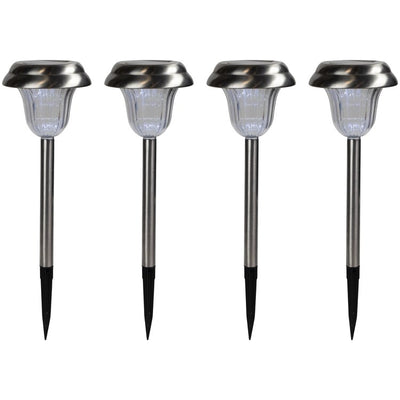 Product Image: 15" Stainless Steel Solar Powered LED Pathway Markers Set of 4