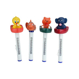 9.5" White and Orange Baby Floating Swimming Pool Thermometers with Cords Set of 4