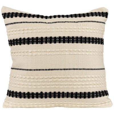 Product Image: 20" White and Black Handloom Woven Outdoor Square Throw Pillow