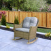 34" Gray Resin Wicker Deep Seated Rocker Chair with Gray Cushions