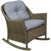 34" Gray Resin Wicker Deep Seated Rocker Chair with Gray Cushions