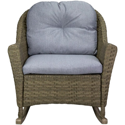 Product Image: 34" Gray Resin Wicker Deep Seated Rocker Chair with Gray Cushions