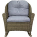 34" Gray Resin Wicker Deep Seated Rocker Chair with Gray Cushions
