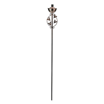 Product Image: 64.5" Brushed Copper Floral Motif Outdoor Patio Garden Oil Lamp Torch