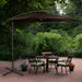 10' Offset Outdoor Patio Umbrella with Hand Crank - Brown