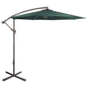 10' Offset Outdoor Patio Umbrella with Hand Crank - Hunter Green