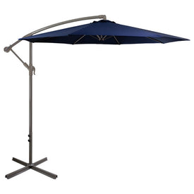 10' Offset Outdoor Patio Umbrella with Hand Crank - Navy Blue