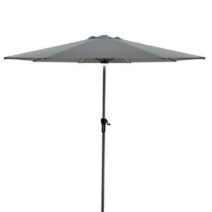 9' Solar Lighted Outdoor Patio Market Umbrella with Hand Crank and Tilt Gray