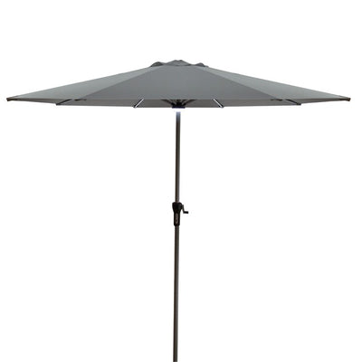 Product Image: 9' Solar Lighted Outdoor Patio Market Umbrella with Hand Crank and Tilt Gray