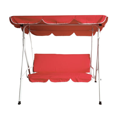 Product Image: 3-Seater Outdoor Patio Swing with Adjustable Canopy - Red