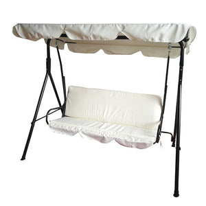 3-Seater Outdoor Patio Swing with Adjustable Canopy - Ivory