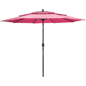 9.75' Outdoor Patio Market Umbrella with Hand Crank and Tilt Pink