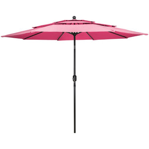 9.75' Outdoor Patio Market Umbrella with Hand Crank and Tilt Pink