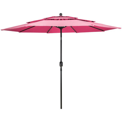 Product Image: 9.75' Outdoor Patio Market Umbrella with Hand Crank and Tilt Pink