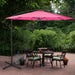 10' Offset Outdoor Patio Umbrella with Hand Crank - Pink