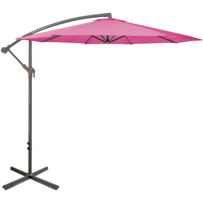 Product Image: 10' Offset Outdoor Patio Umbrella with Hand Crank - Pink
