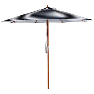 8.5' Striped Outdoor Patio Market Umbrella with Wooden Pole