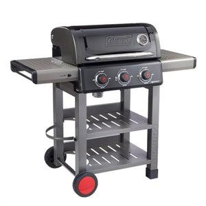 Grill Cookout Propane with 2 Side and 2 Bottom Shelves Gray/Black 3 Burner