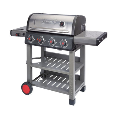 Product Image: Grill Cookout Propane with Side Burner Side Shelf and 2 Bottom Shelves Stainless Steel/Gray 4 Burner
