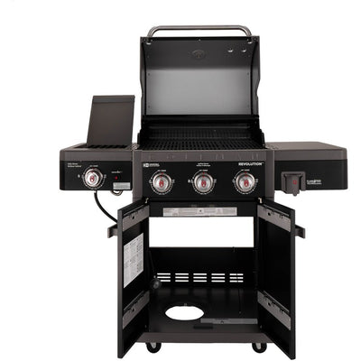 Product Image: Grill Revolution Propane with Side Burner Side Shelf Cover and 3 Piece Tool Set Black/Gray 3 Burner