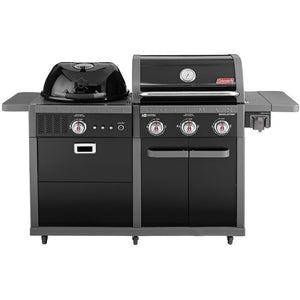 Grill Revolution Propane/Charcoal with 2 in 1 Combination Cover and 3 Piece Tool Set Black 3 Burner