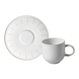 Cup and Saucer Set Aurora 6 Piece White Stoneware